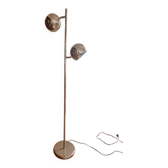 Vintage chrome floor lamp with double adjustable globe – 70s / Spa style