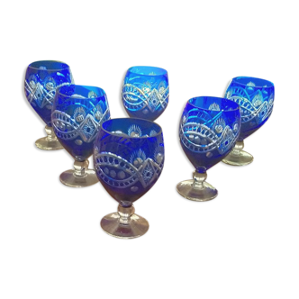 Verres à eau Cristal Saint Louis bleu Cobalt