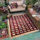 Afghan chobi art deco rug 183x173 cm, square tribal handmade,wool, beige