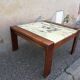 Vintage coffee table wood and marble