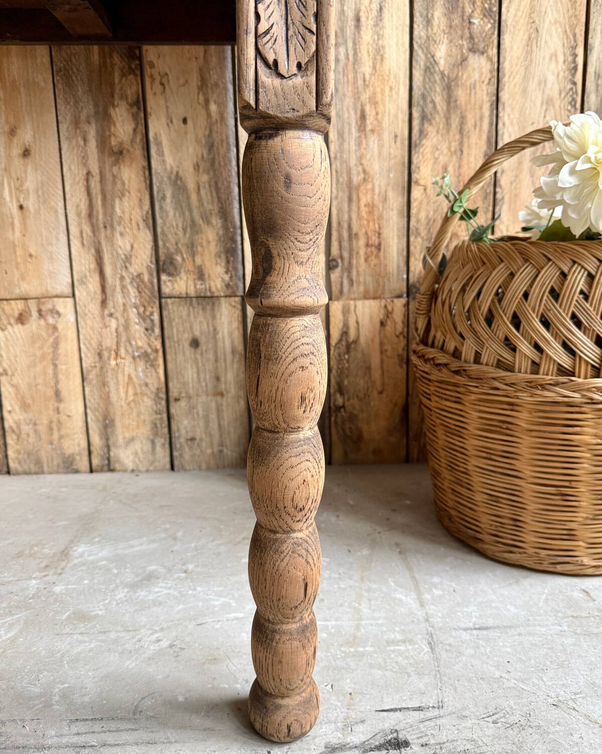 Antique table with turned legs (renovated)