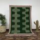 Tapis vert ondulé en laine Beni Ourain, 150/250cm