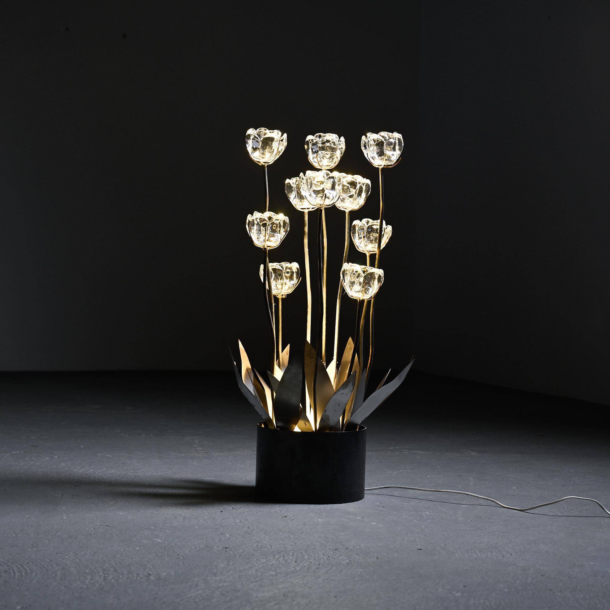 Sculptural floral lamp by Royal Copenhagen, Denmark, circa 1960.