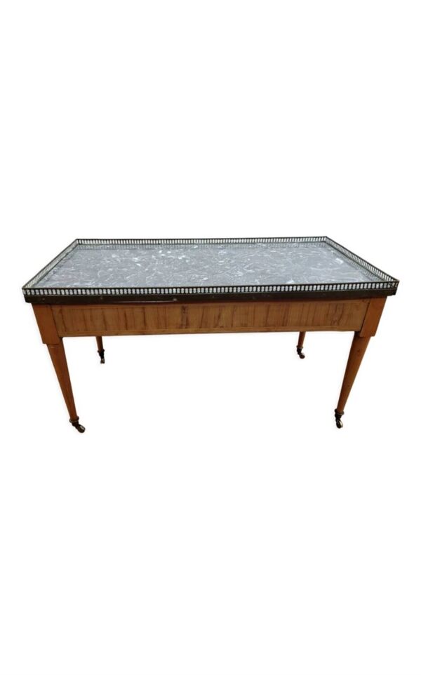 Table basse en merisier style Louis XVI dessus marbre