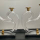 Pair of Hollywood Regency candlesticks in lucite and brass