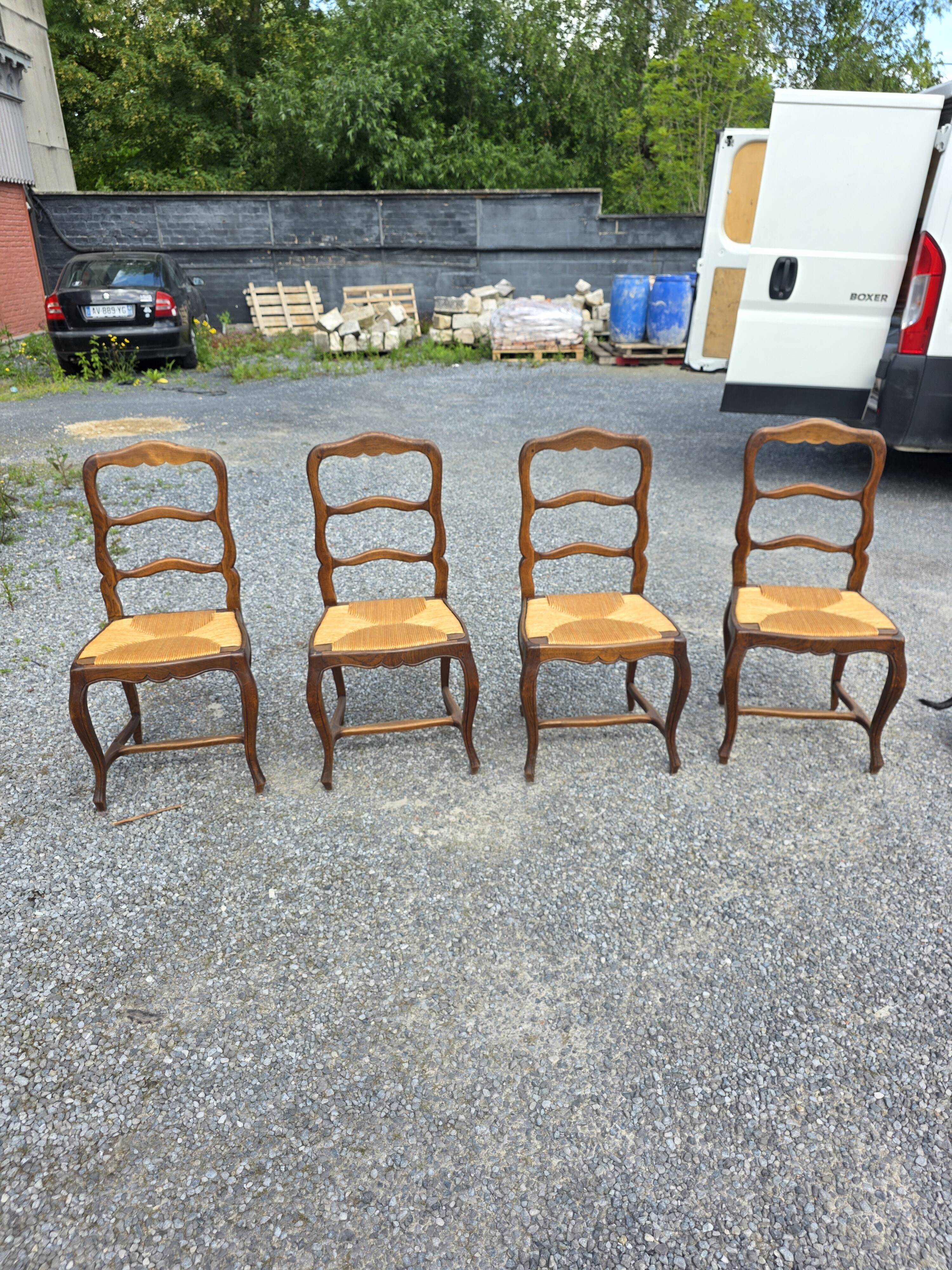 4 Louis XV style chairs in solid oak