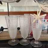 Lot de 4 verres anciens gravés Art Déco