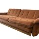Vintage brown ribbed two-seater canapé / daybed / sofa