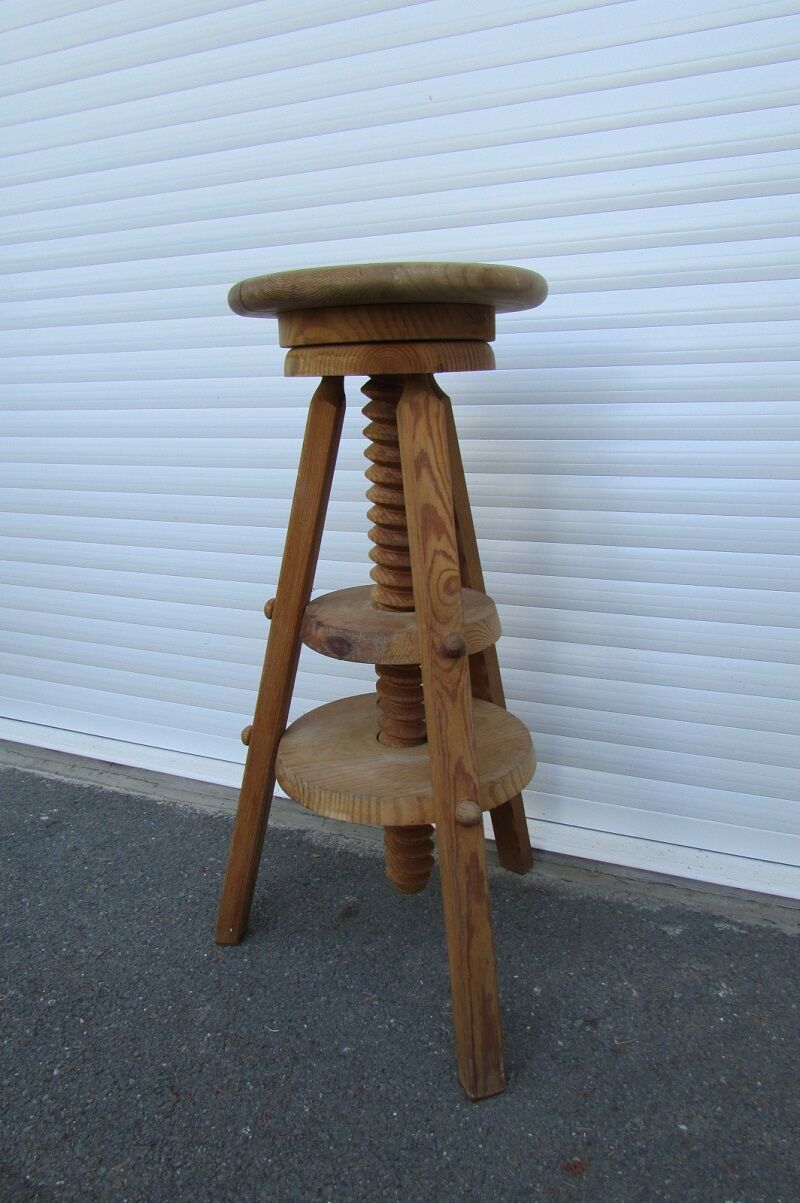 Pine industrial architect's tripod stool
