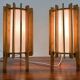 Ib fabiansen wooden space age table lamps by fog and mørup - denmark - 1960s