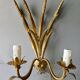 Pair of ear of wheat wall lights in gold metal, 1970s