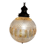 Large two-tone pressed glass ball pendant light