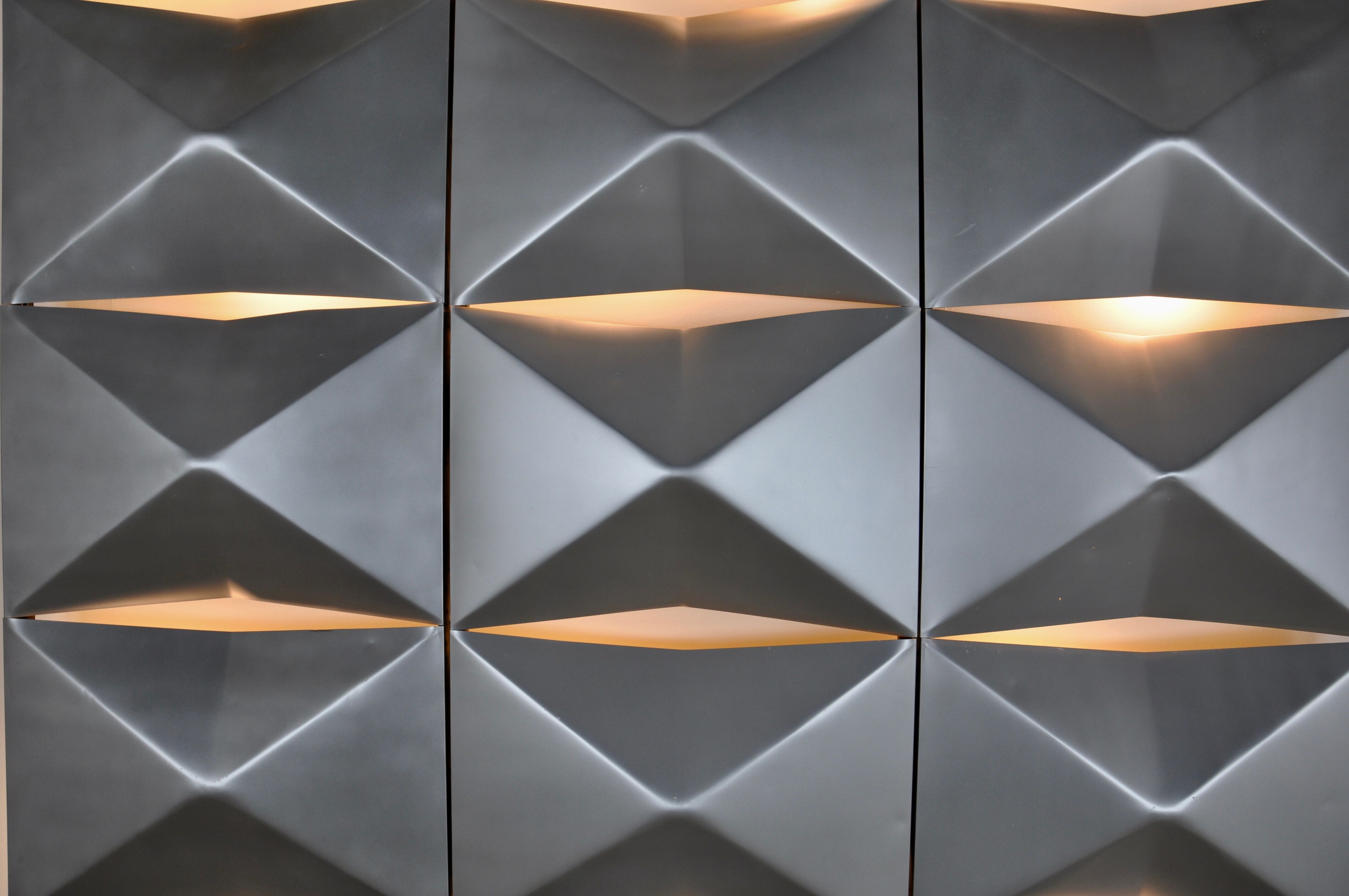 Aluminium modular wall mounted light panels 1960s