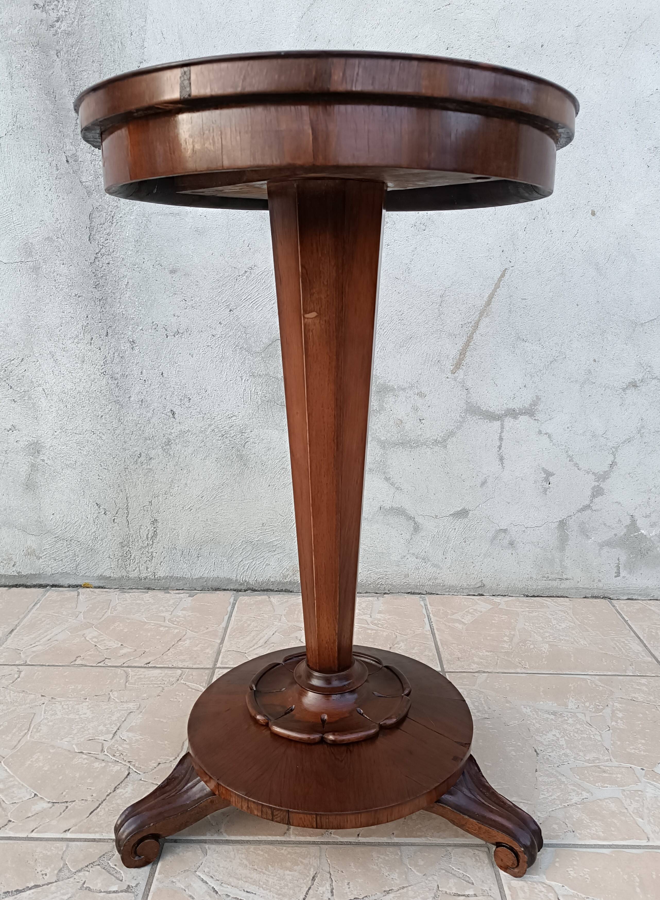 Art Nouveau period side table in walnut and marble