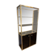 Hollywood Regency style bookcase shelf, gilded brass and black lacquered wood, 1970