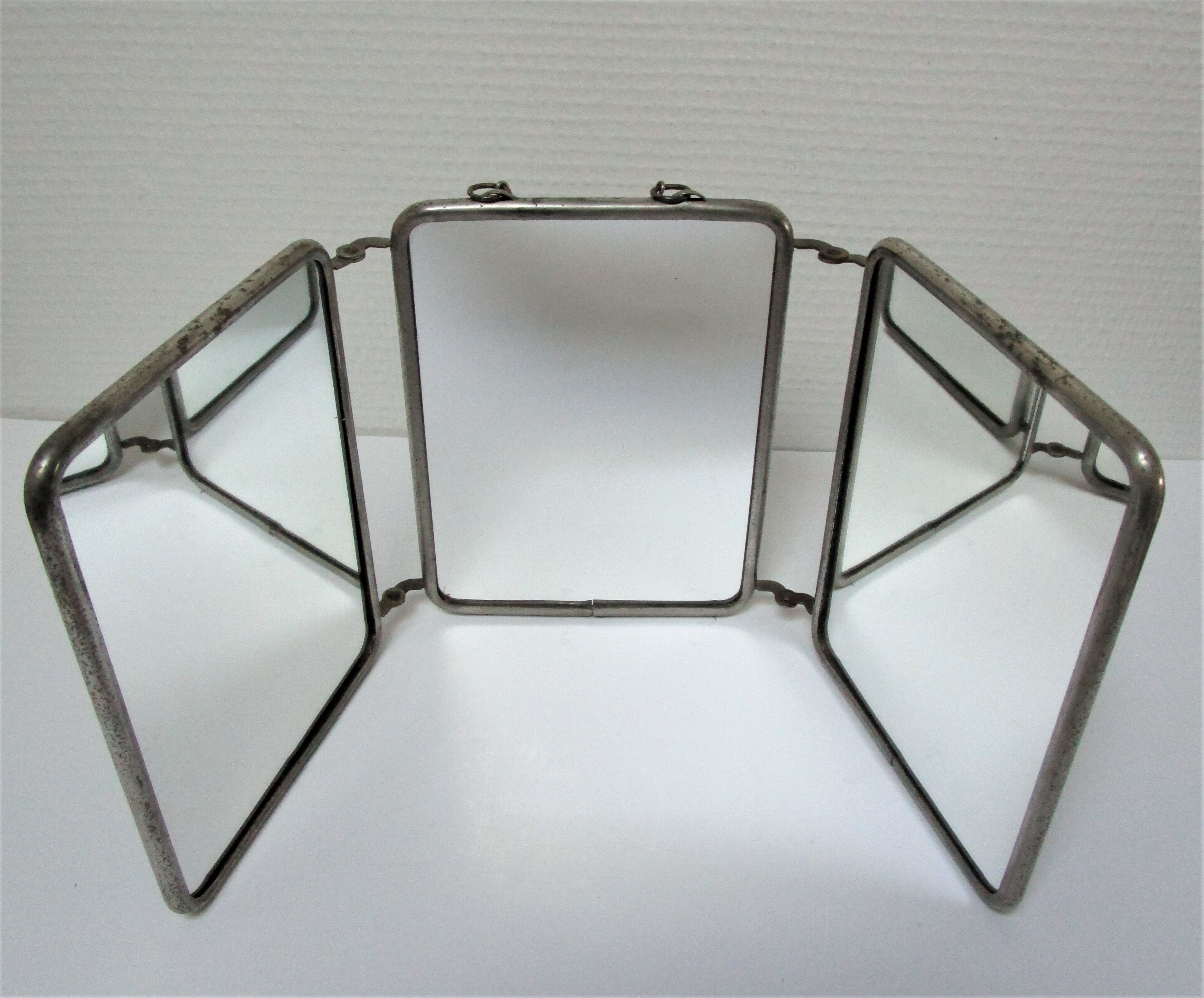 Early 20th century barber triptych mirror  - 19x44cm