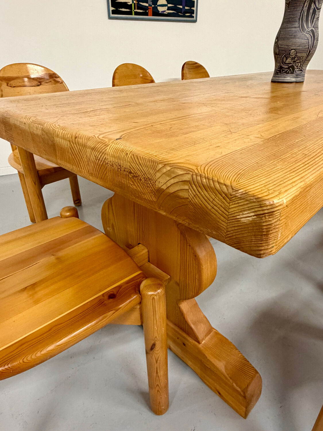 Vintage XXL farmhouse monastery pine table from the 1960s.