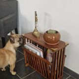 Rosewood and brass magazine stand table