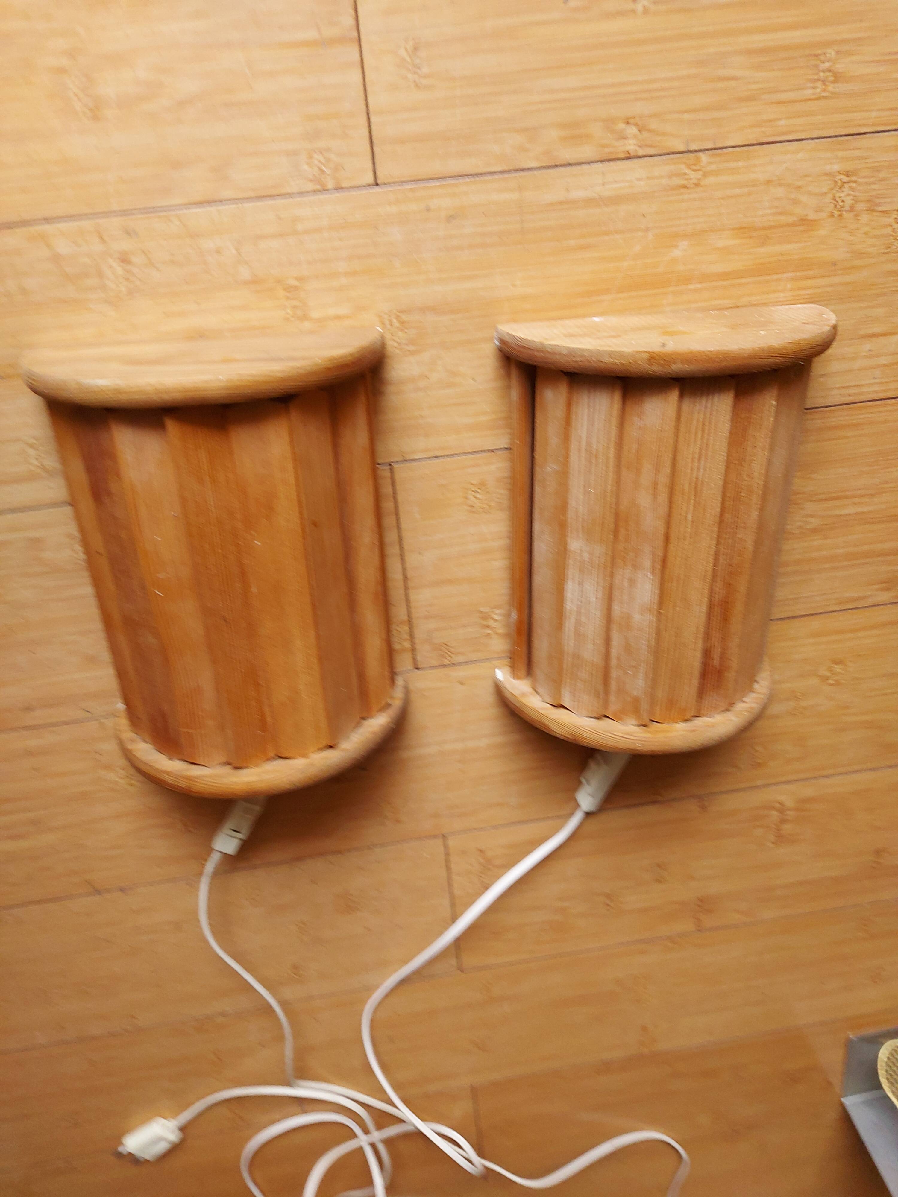 2 vintage 80'S Ikea wooden wall lights