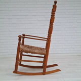 Rocking-chair, oak wood, natural fiber