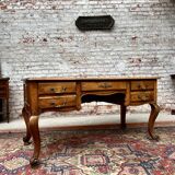 Flat desk in natural wood Louis XV style