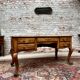 Flat desk in natural wood Louis XV style