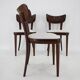 Ensemble de trois chaises de salle à manger en hêtre restaurées des années 1950, Tchécoslovaquie