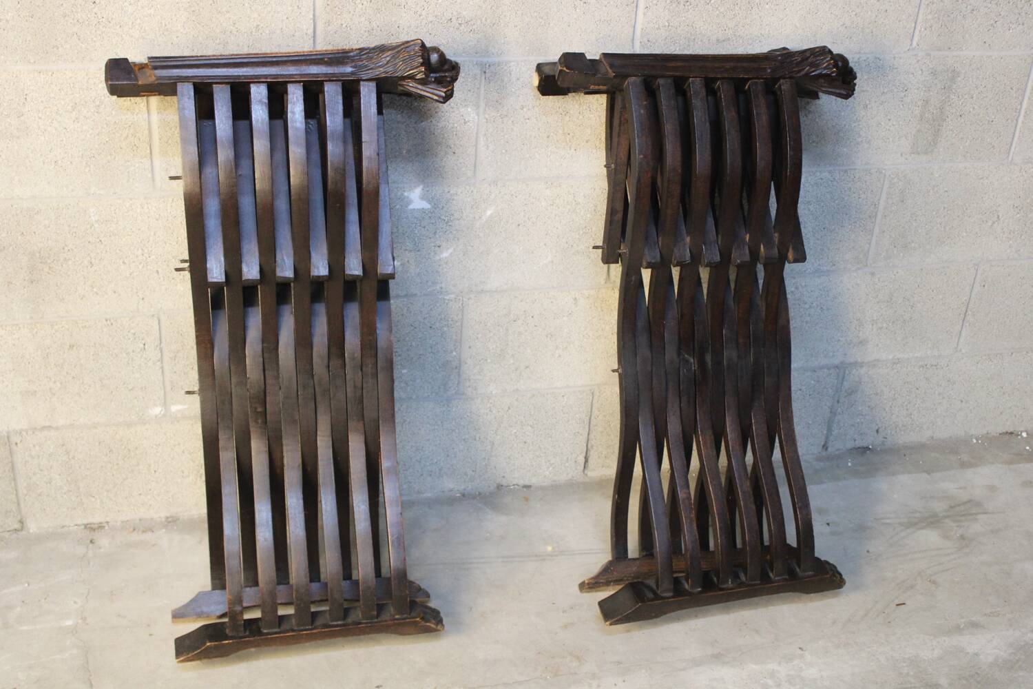 Pair of Antique savonarola folding chairs