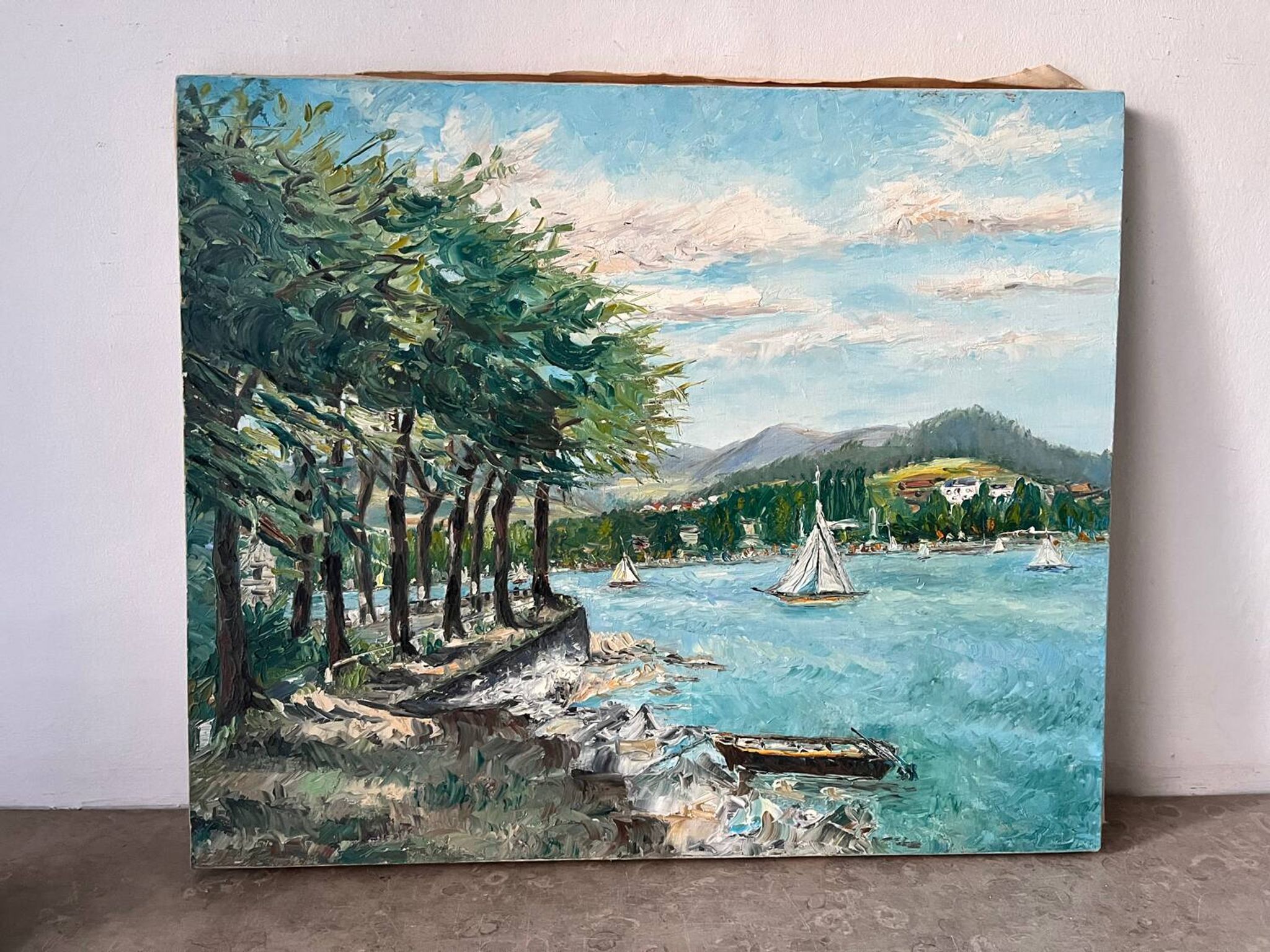 Sailboats on the lake, knife technique