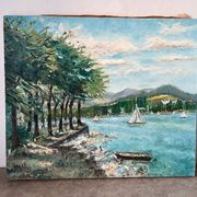 Sailboats on the lake, knife technique
