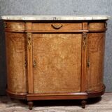 Half-moon buffet in Louis XVI style with burl and marquetry.