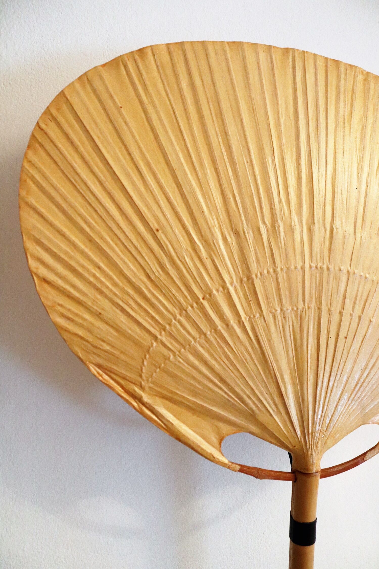 Set of 2 Uchiwa bamboo and rice paper wall lights by Ingo Maurer, Germany 1973