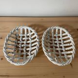 Set of 2 woven ceramic baskets