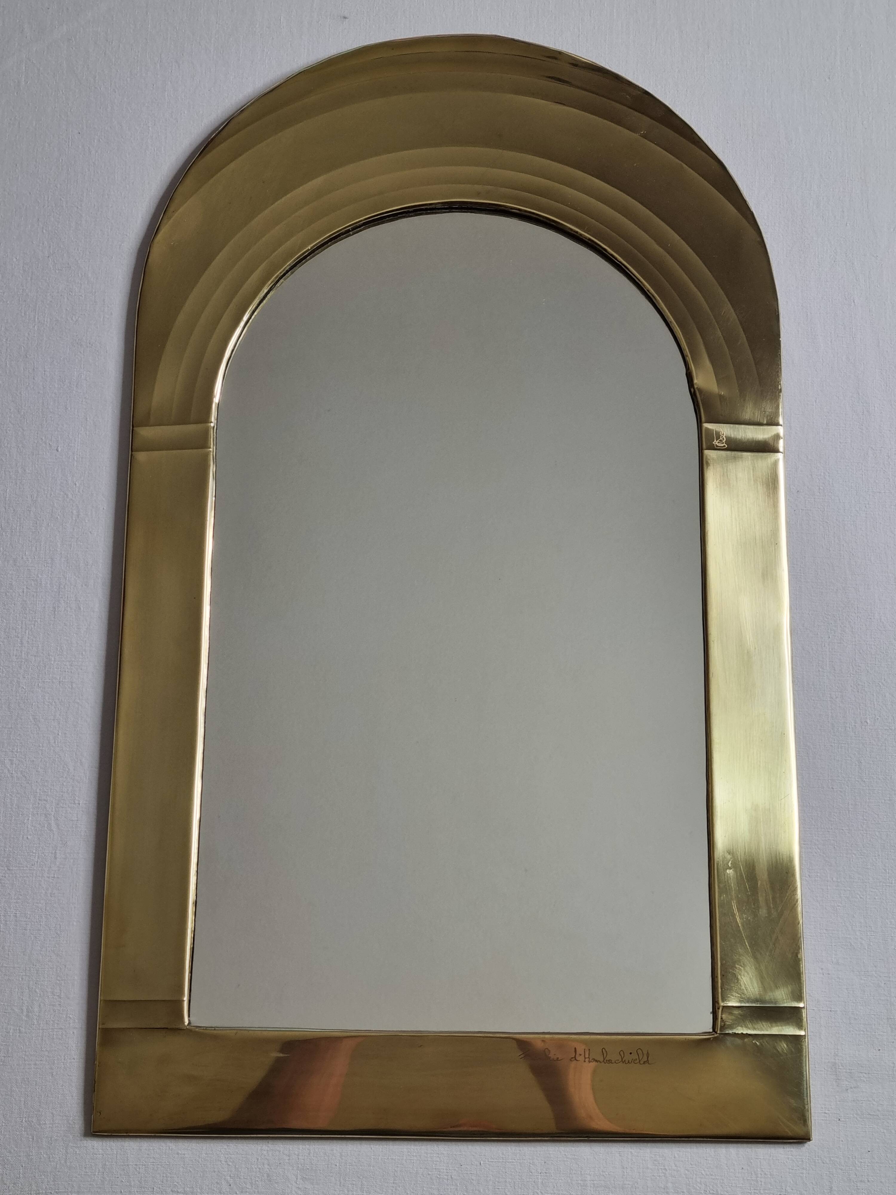 Brass mirror by Frankie d'Homborchveld, unique piece, 60 x 35 cm