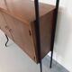 Vintage Italian double modular bookcase in wood and metal