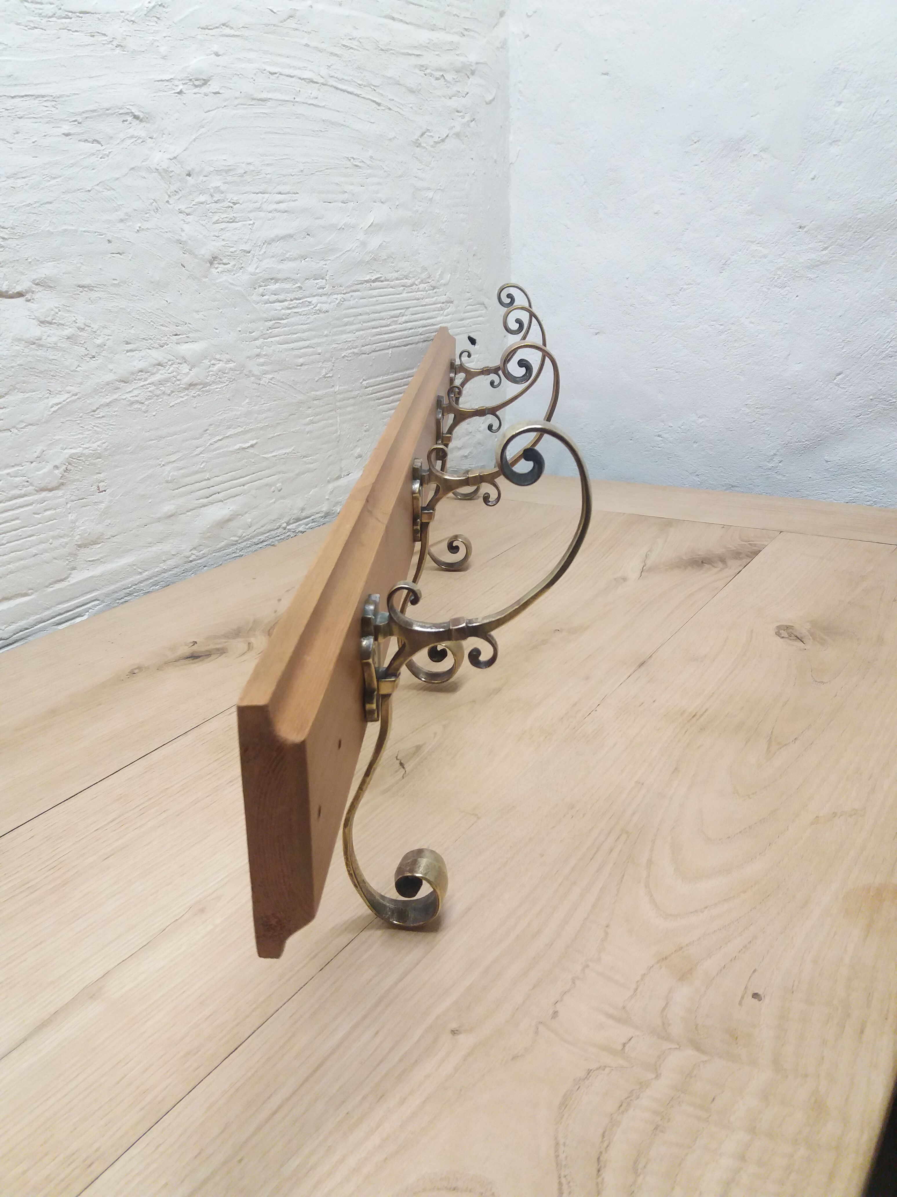 Coat holder 4 brass patères 19th