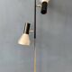 Vintage black mid-century floor lamp with two aluminum spots