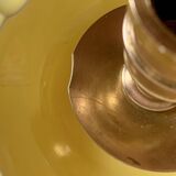 Large vintage brass and yellow glazed ceramic candle holder-ashtray