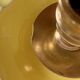 Large vintage brass and yellow glazed ceramic candle holder-ashtray