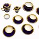 Coffee service Kréma Lafitte Asnières porcelain gold blue ⋆ Brocante Chic