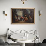 Antique French painting of children playing from the 18th century