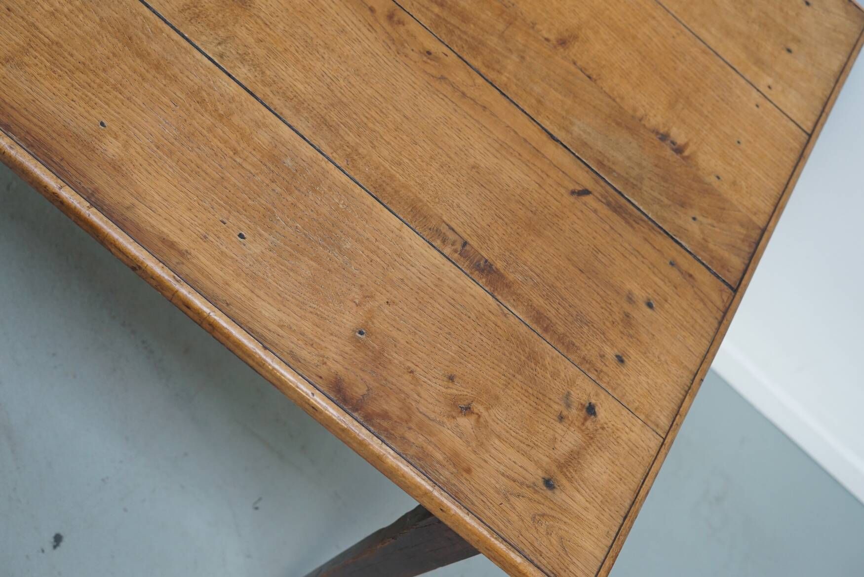 Rustic French Farmhouse Oak Dining Table from the Early 20th Century