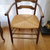 Chaise ancienne en bois paillée