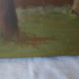 Huile sur toile ancienne  de 1913 "demoiselle sur une balançoire"