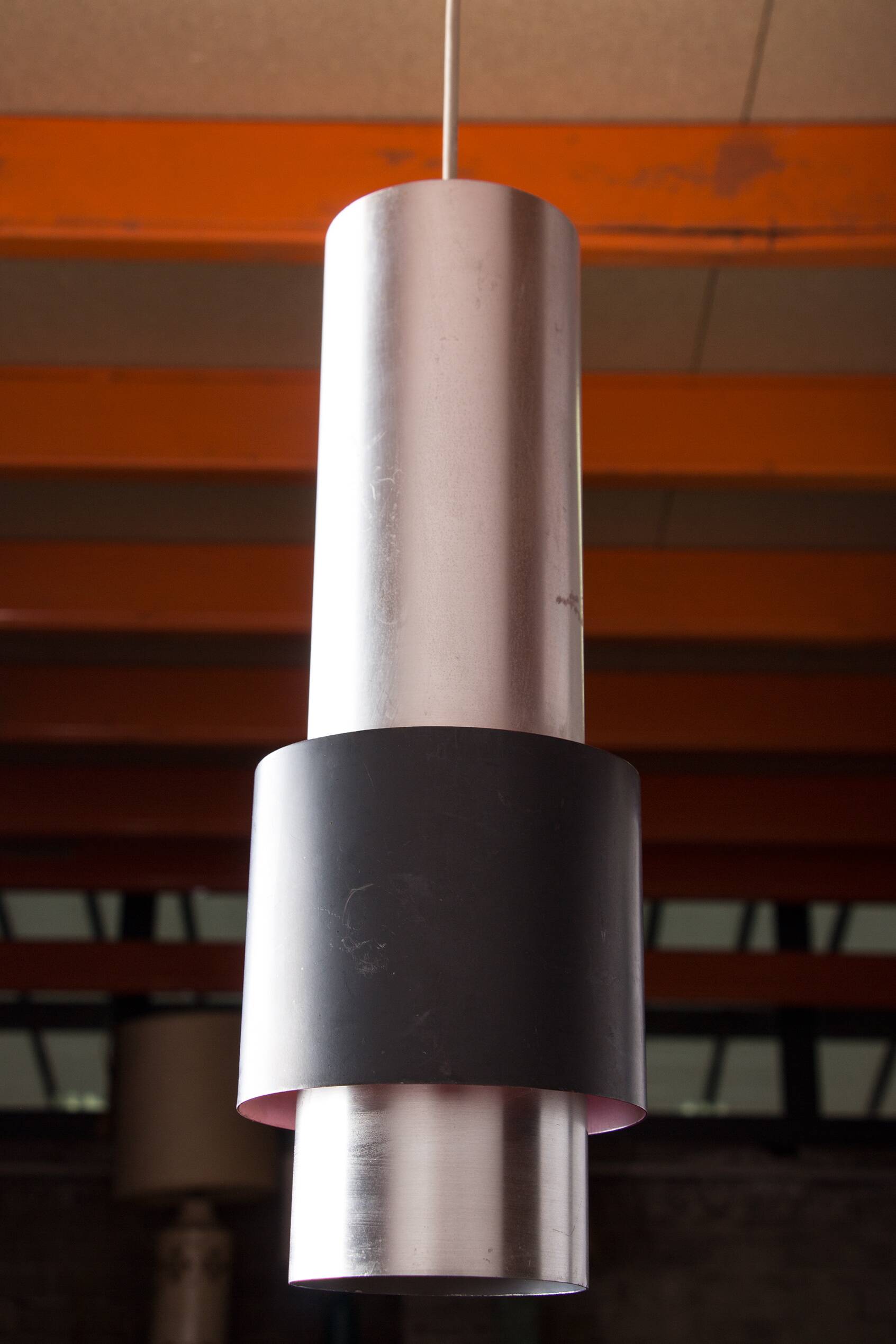 Large Danish aluminum pendant light, Zénith model by Jo Hammerborg for Fog & Mørup 1960.