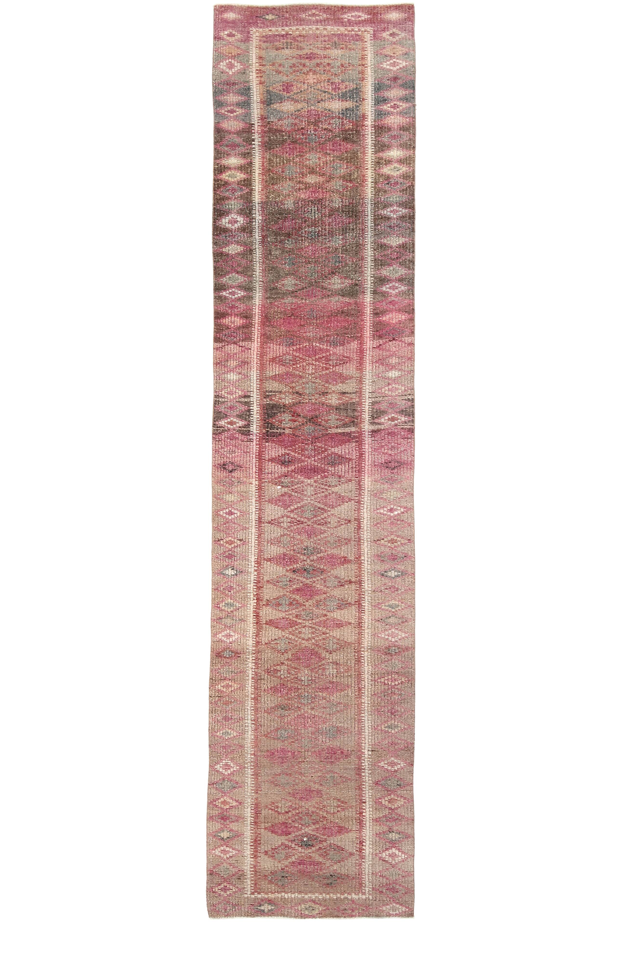 3x13 Rug For Entrway Pale Red Vintage Turkish Runner Rug, 84x394Cm