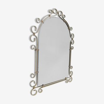 Vintage faceted mirror in aluminum frame