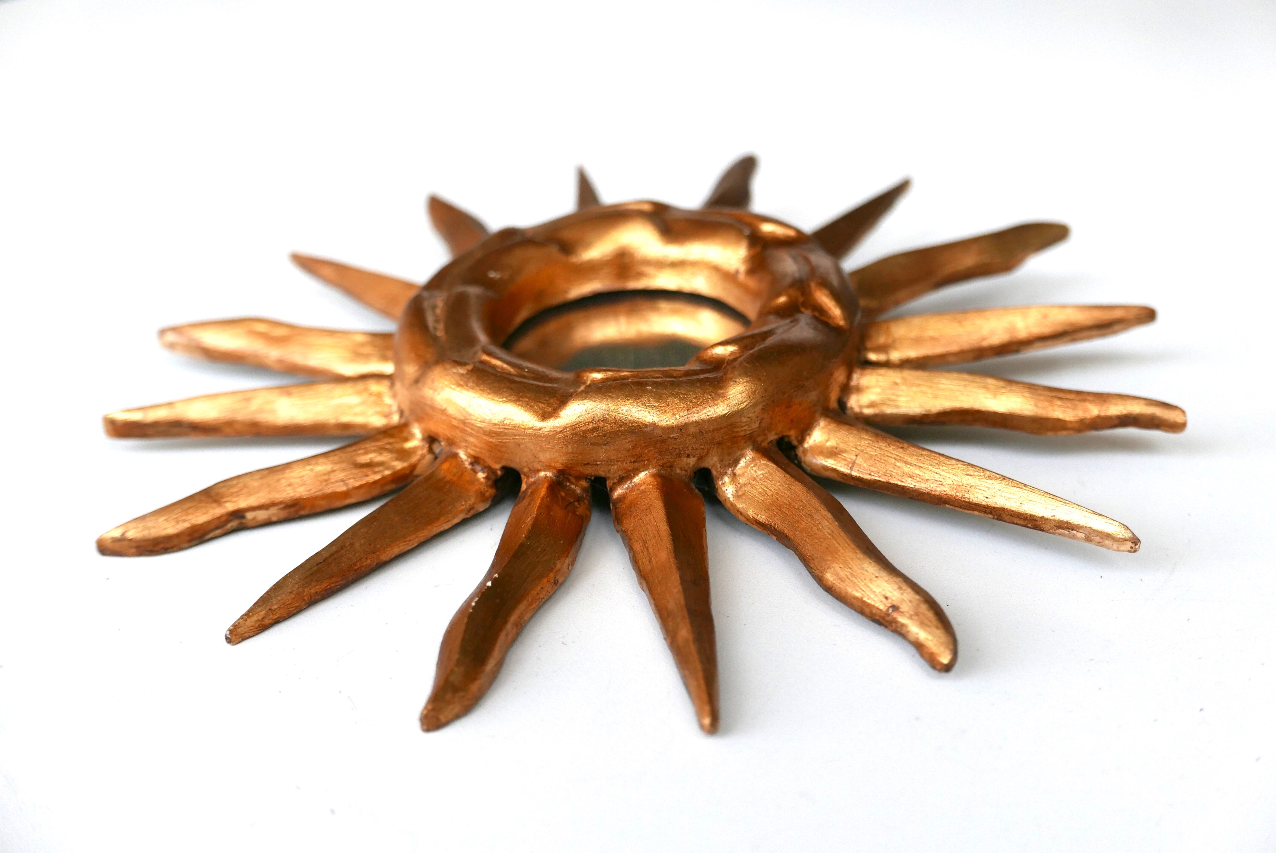 Wooden sun mirror, 60s - 23cm