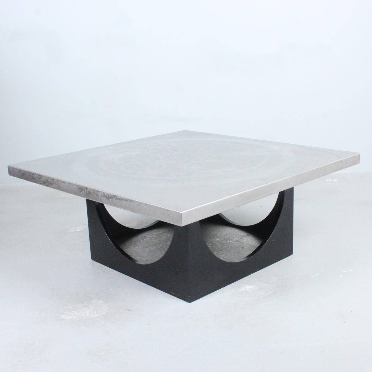 Heinz LILIENTHAL (1927-2006), coffee table, wood, engraved plaque, 1970s