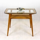 Wooden Coffee Table with Glass Top from Drevozpracujici Druzstvo, 1960s